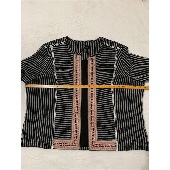 Rafaella Striped Woven Textured Boho Black Pink Blazer Jacket Women’s Sz XL, NWT - Picture 11 of 13